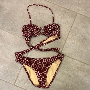 J Crew Maroon Print Bikini Set, women’s size XXS
